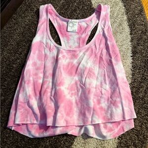 Aerie Pink and White Tie-Dye Tank Top